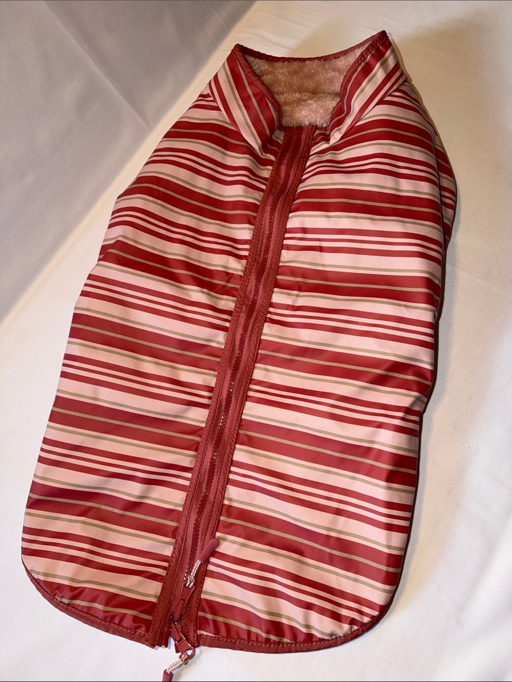 XLarge Youly Striped Reversible Dog Coat Raincoat Back Zippered